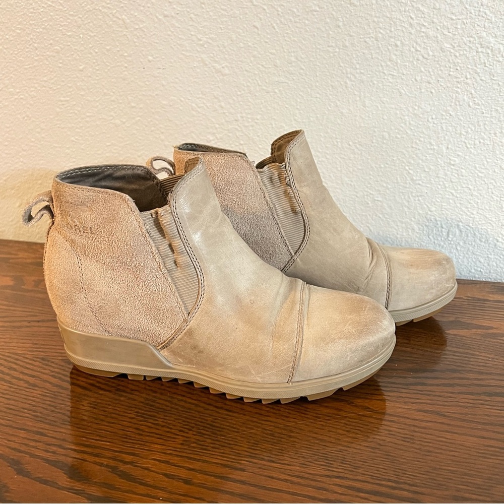 Sorel Womens Evie Pull On Boots Brown Leather Size 6.5 used pre owned condition - Picture 2 of 7